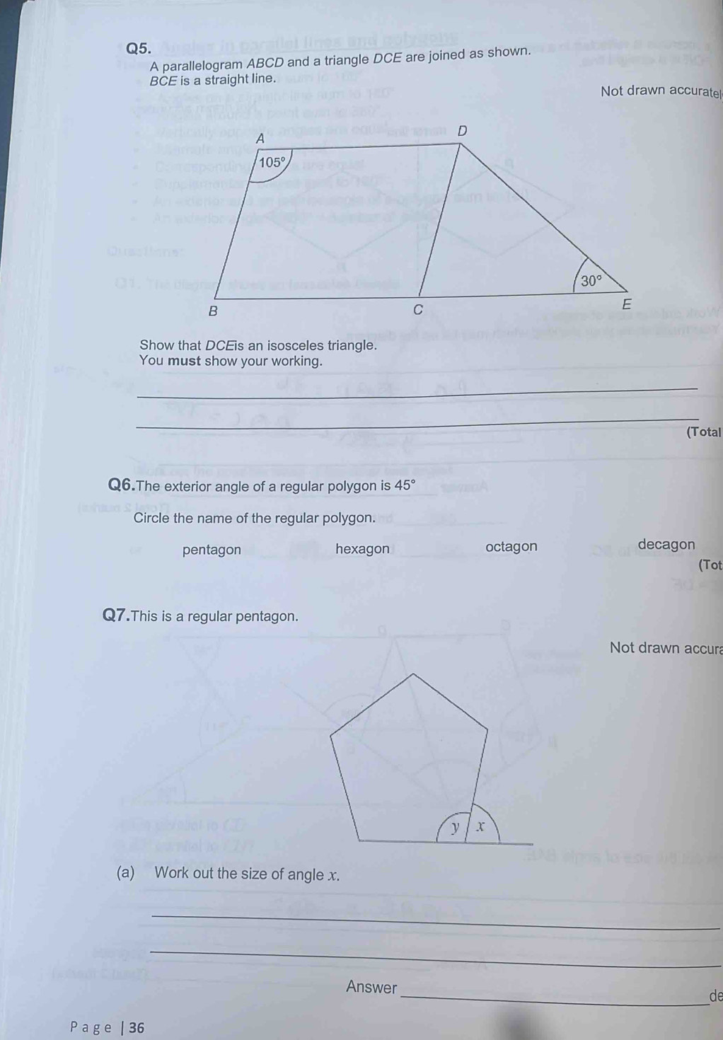 Solved: A parallelogram ABCD and a triangle DCE are joined as shown ...