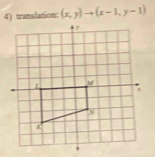 translation: (x,y)to (x-1,y-1)