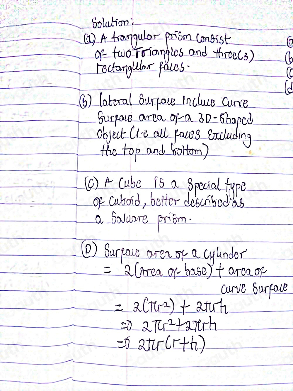 Solved: True or False: a) The net for a triangular prism is made up of ...