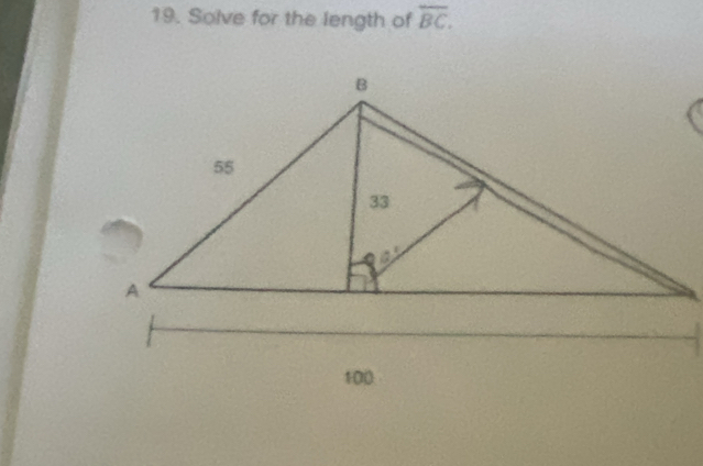 Solve for the length of overline BC.