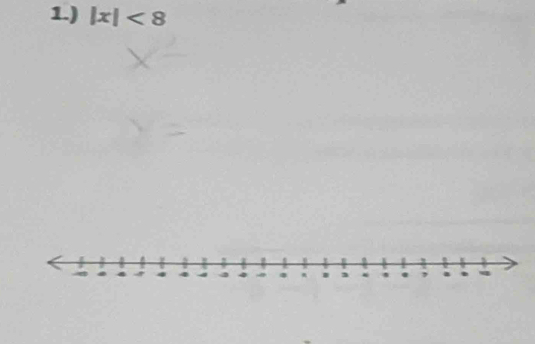 1.) |x|<8</tex>