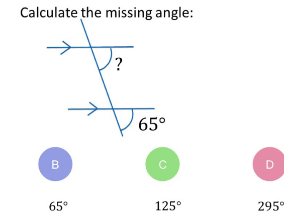 B
C
D
65°
125°
295°