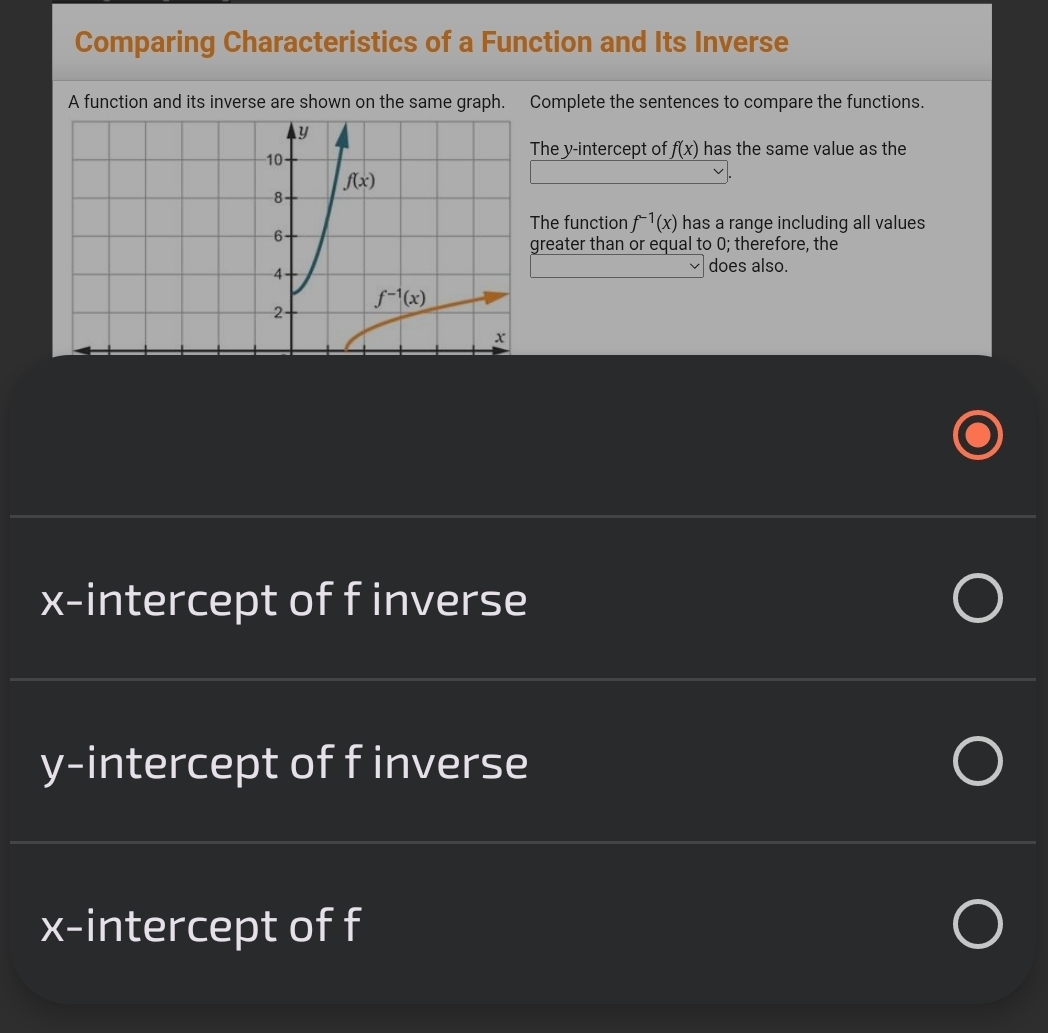 Solved: Comparing Characteristics of a Function and Its Inverse A ...