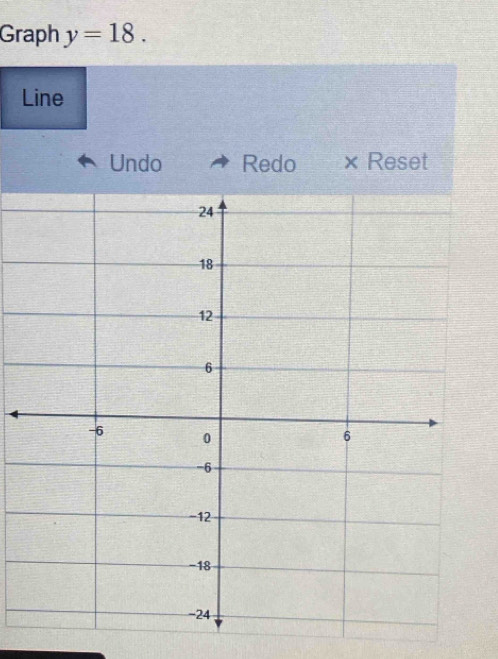 Graph y=18. 
Line 
Undo Redo × Reset