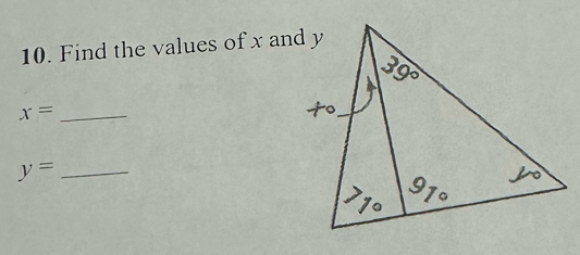 Find the values of x and y
_ x=
_ y=