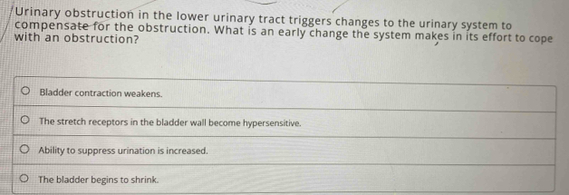 Solved: Urinary obstruction in the lower urinary tract triggers changes ...