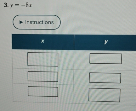 y=-8x
Instructions