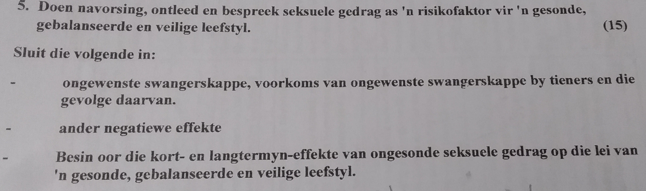 Solved: Doen navorsing, ontleed en bespreek seksuele gedrag as 'n ...