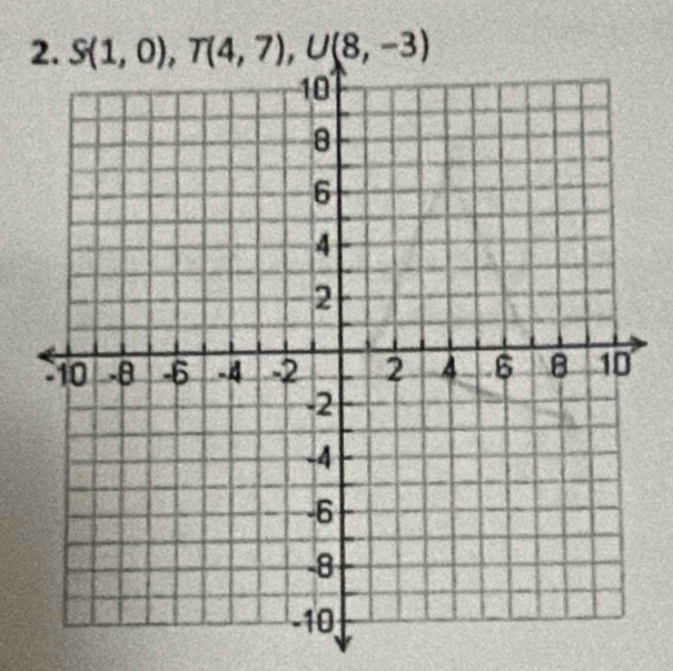 S(1,0),T(4,7), U(8,-3)