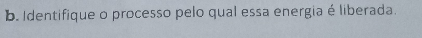 Identifique o processo pelo qual essa energia é liberada.