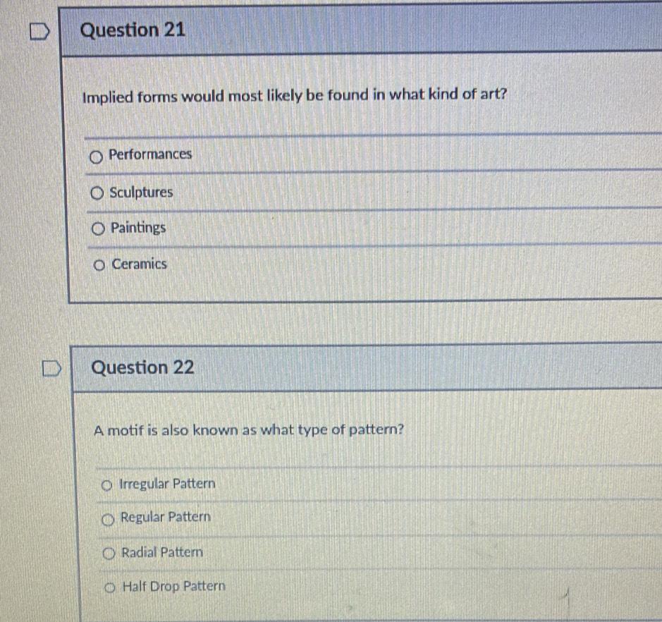 Solved: Implied forms would most likely be found in what kind of art ...