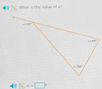 What is the value of x?
D x_A]x=□°