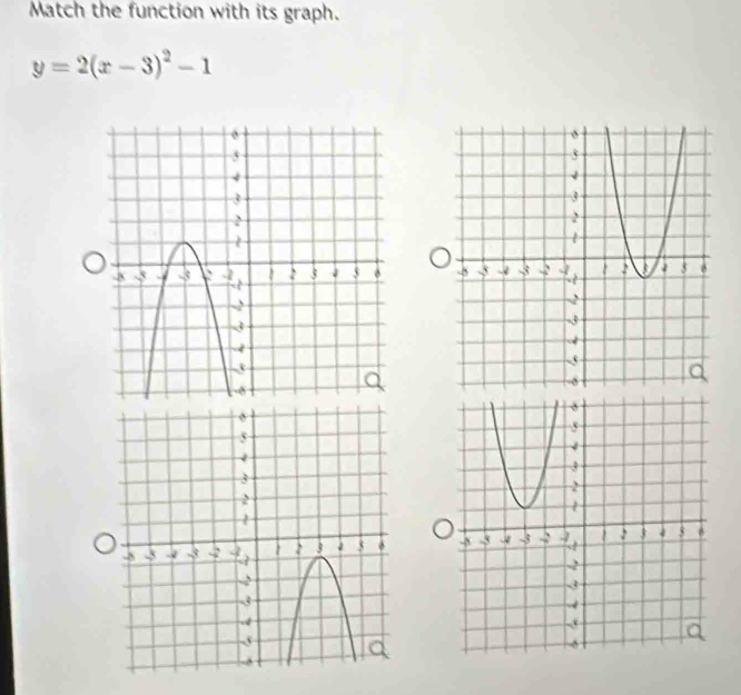 Match the function with its graph.
y=2(x-3)^2-1