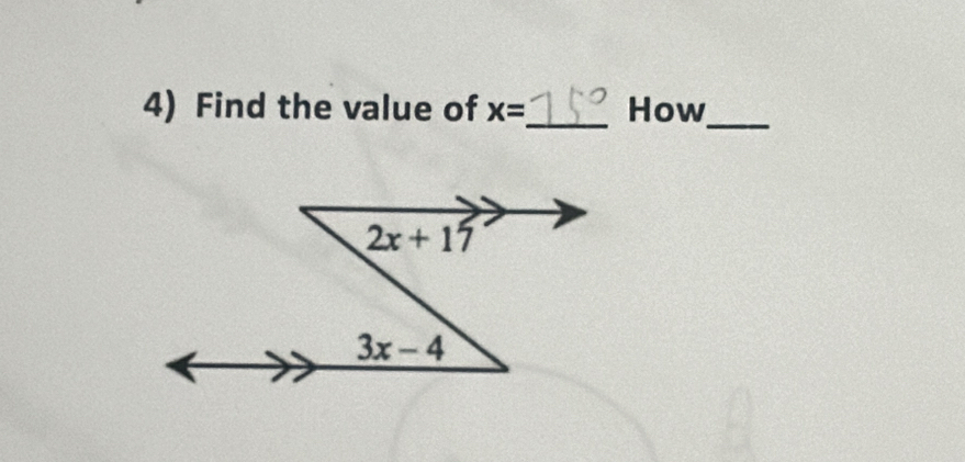 Find the value of x= _ How
_