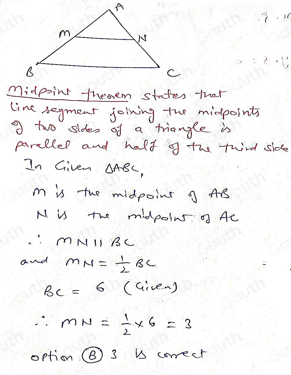 Solved: Problem 7. In triangle ABC , M is the midpoint of the side AB ...