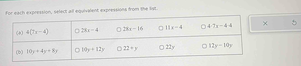 xpression, select a// equivalent expressions from the list.