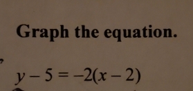 Graph the equation.
y-5=-2(x-2)