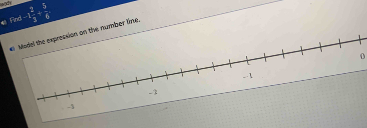 Ready -1 2/3 + 5/6 . 
Find 
mber line. 
0