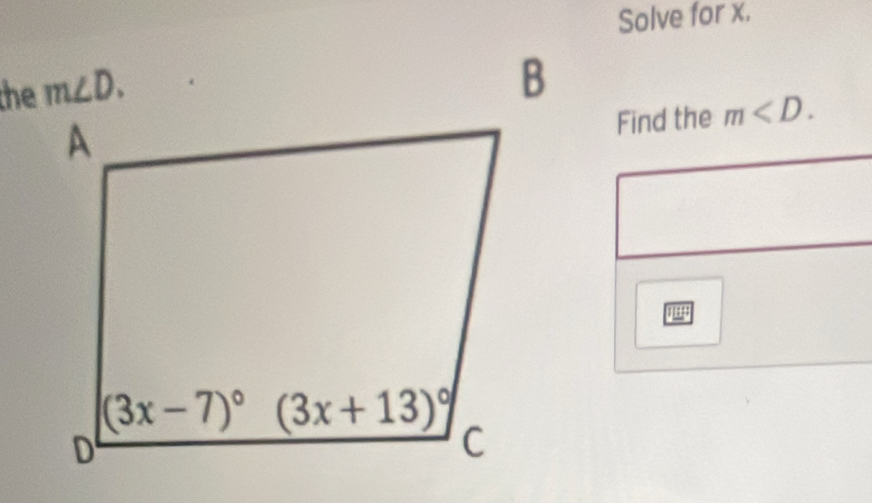 Solve for x.
the
Find the m