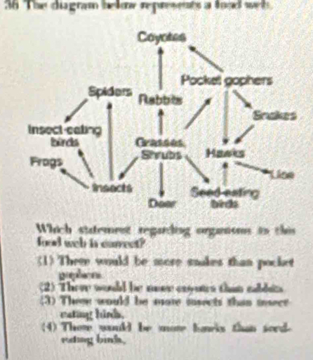Solved: The diagram below represents a food wel. Coyotes Pockel gophers ...