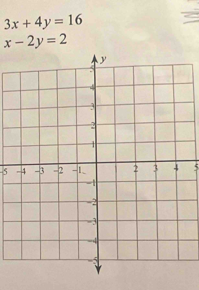 3x+4y=16
x-2y=2
5 5