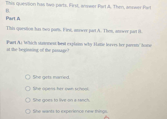 Solved: This question has two parts. First, answer Part A. Then, answer ...
