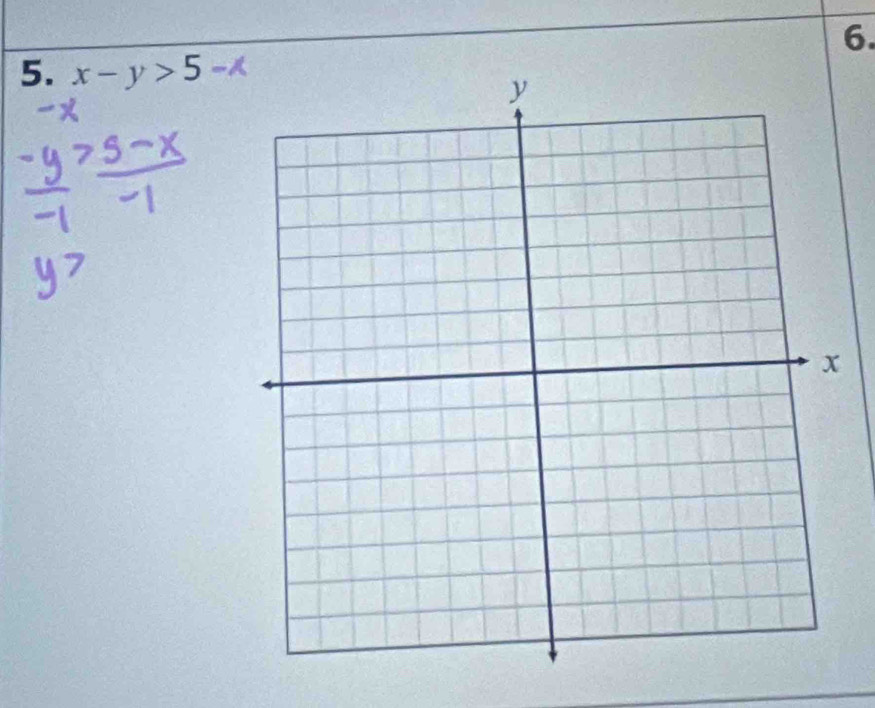 x-y>5-x