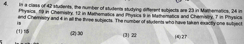 Solved: In a class of 42 students, the number of students studying ...