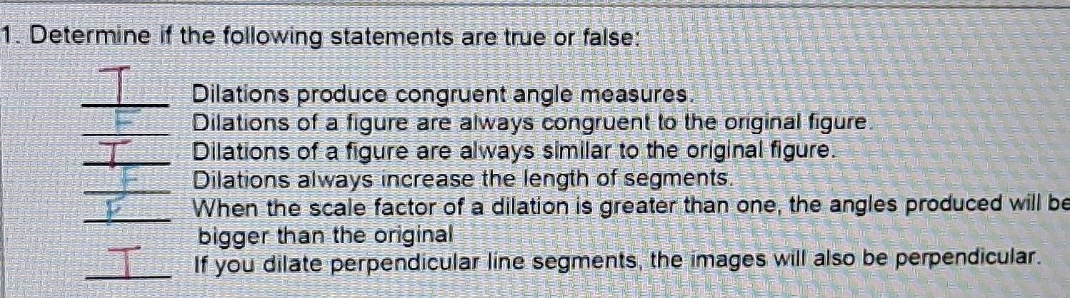 Solved: Determine if the following statements are true or false ...