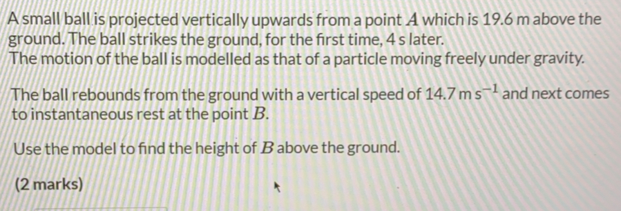 Solved: A small ball is projected vertically upwards from a point A ...