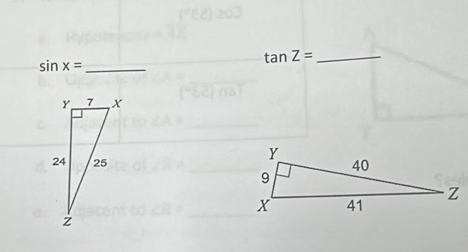 tan Z=
_ sin x=