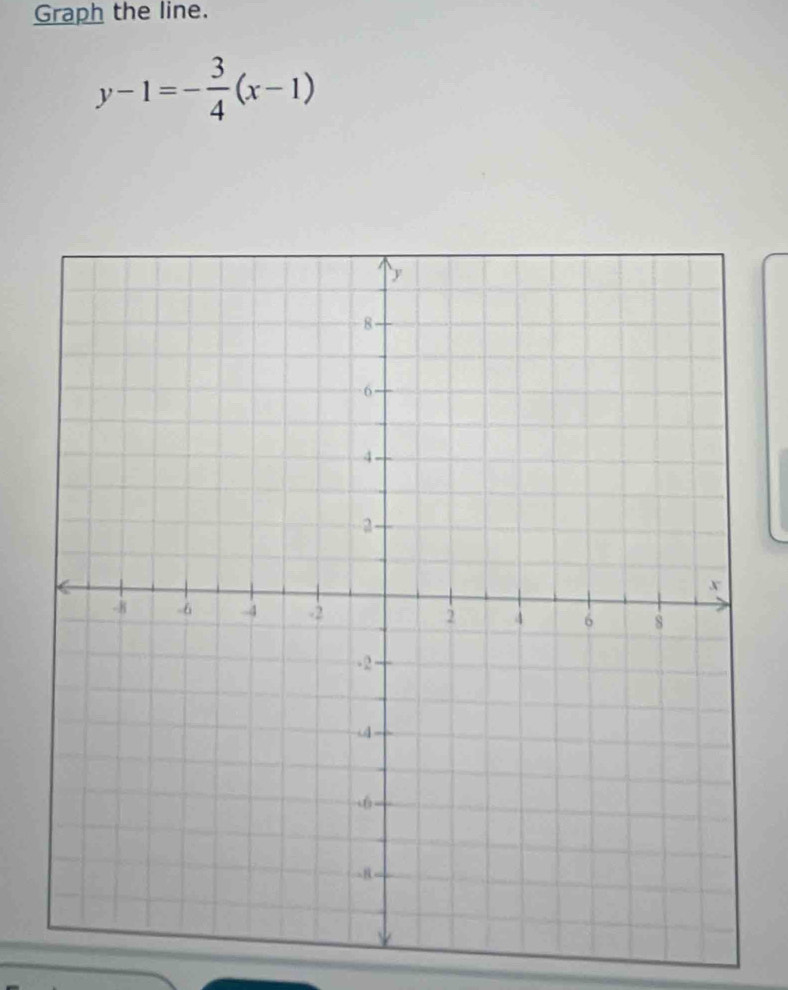 Graph the line.
y-1=- 3/4 (x-1)