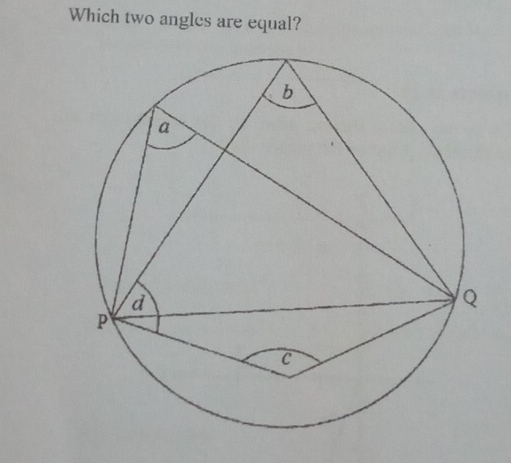 Which two angles are equal?