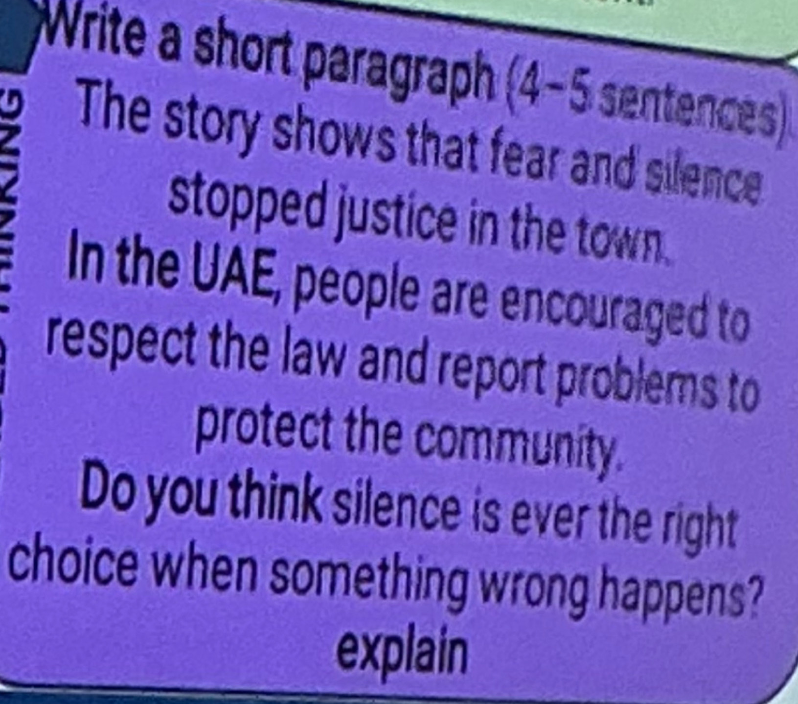 Gelöst:Write a short paragraph (4-5 sentences) 2 The story shows that ...