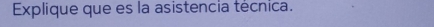 Explique que es la asistencia técnica.