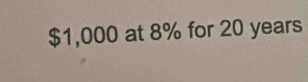 $1,000 at 8% for 20 years