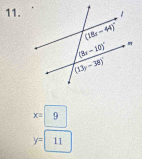 x= 9
y= 11