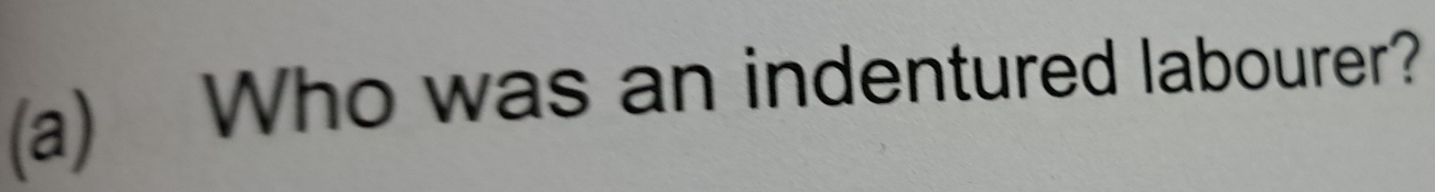 Who was an indentured labourer?