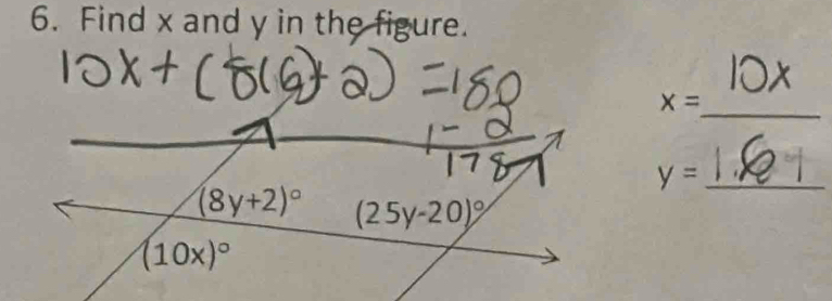 Find x and y in the figure.
_
x=
y= _