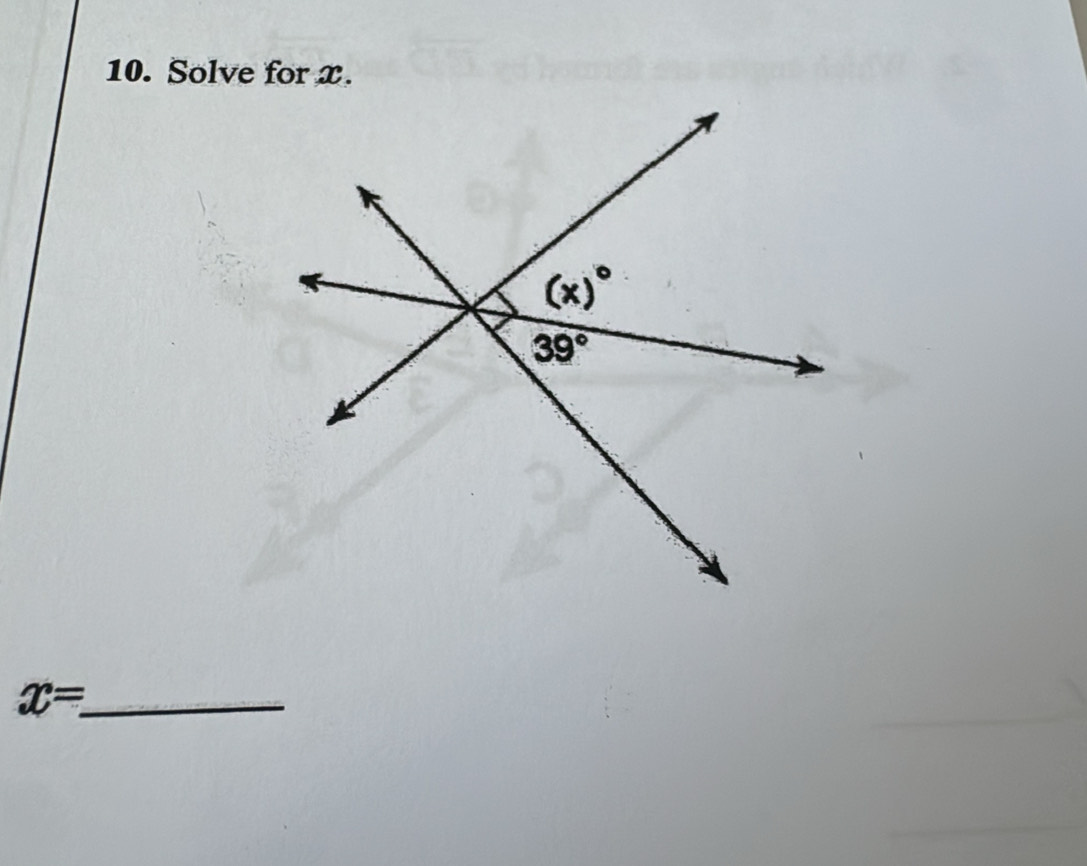 Solve for x.
x= _