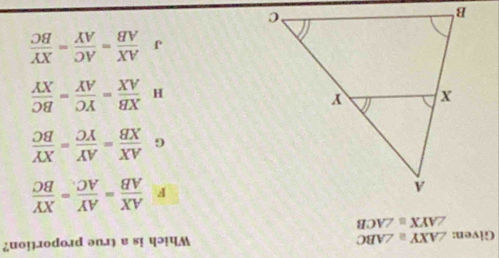  H/X = XV/OV = YV/XV 
 A/g = AV/2X = AY/HX 
r