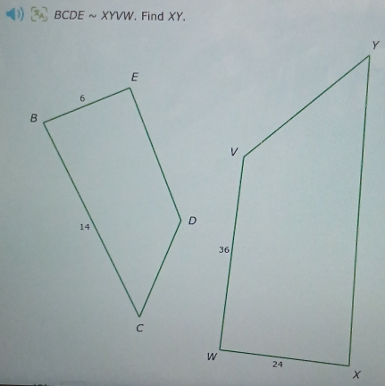 BCDEsim XYVW , Find XY.