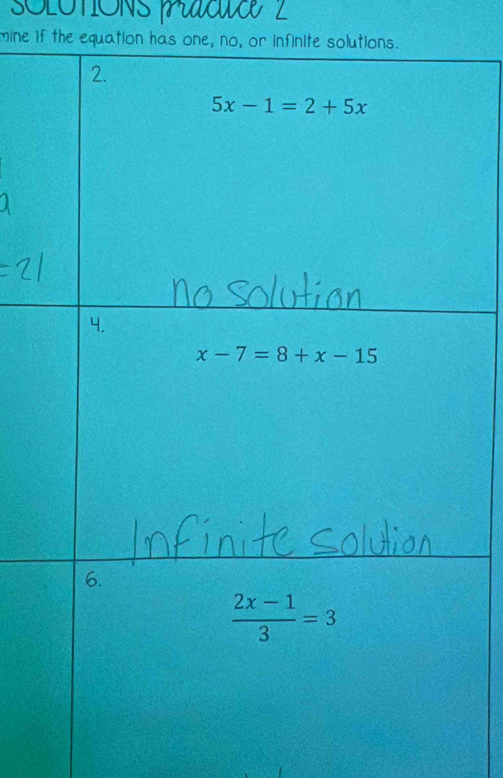 SOLOTIONS PcaE   
mine if the equation h