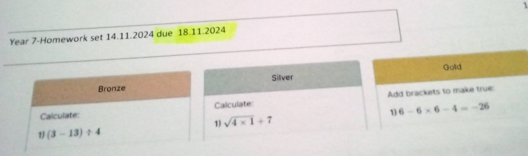 Year 7-Homework set 14.11.2024 due 18.11.2024