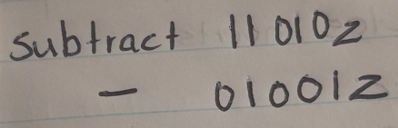 subtract ef 11010z
- - 100/4 = 1/2  01001z