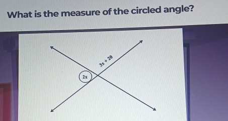 What is the measure of the circled angle?