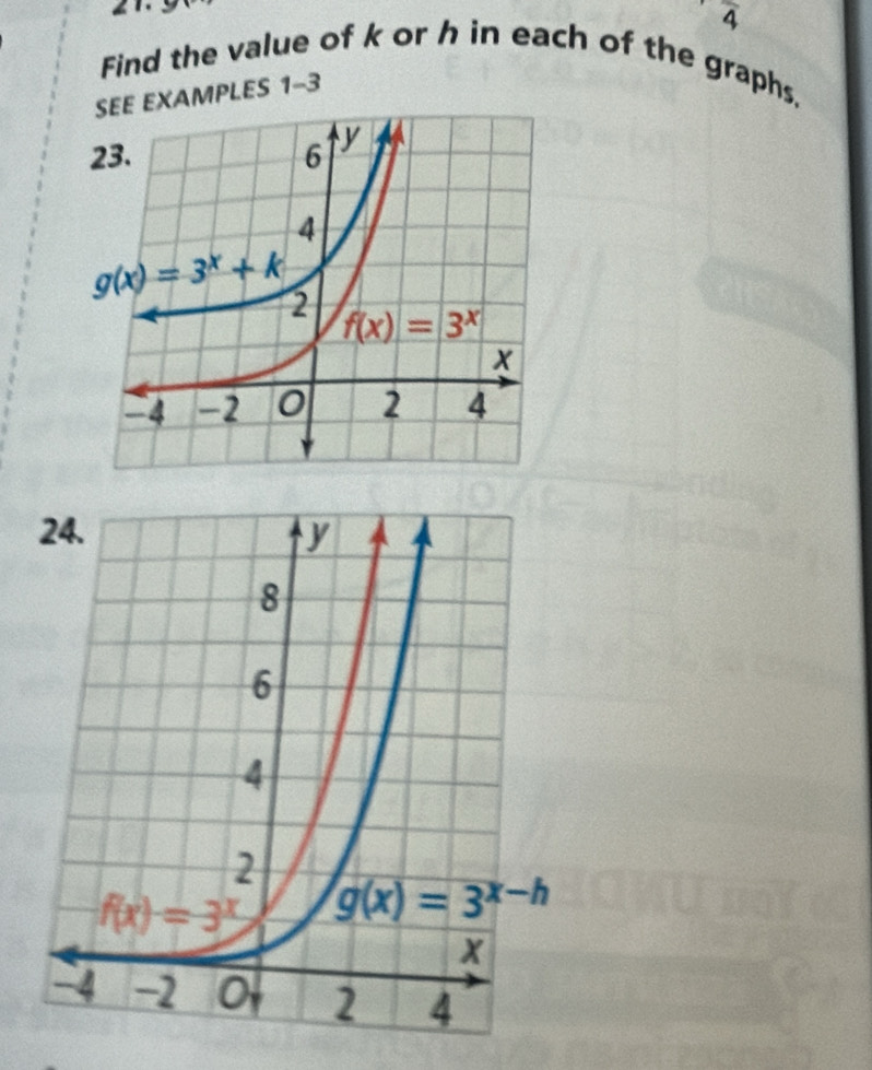 frac 4
Find the value of k or h in each of the graphs,
EXAMPLES 1-3