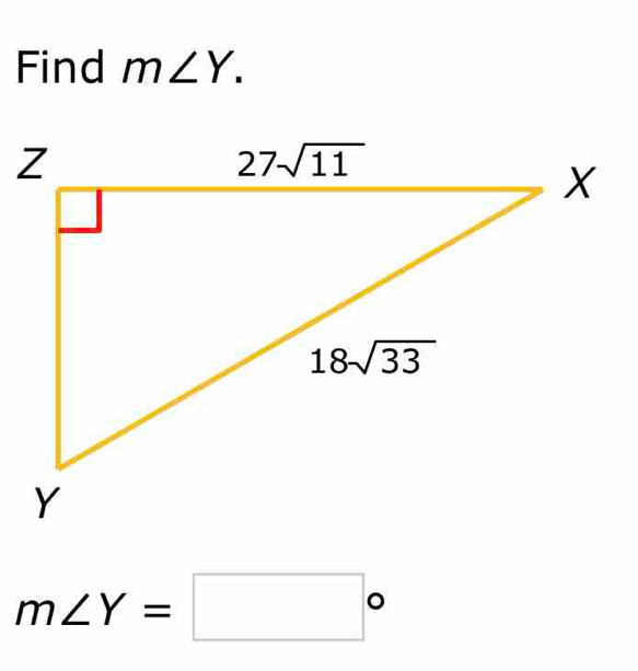 Find m∠ Y.
m∠ Y=□ 。