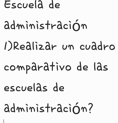 Escuela de 
administración 
1)Realizar un cuadro 
comparativo de las 
escuelas de 
administración?