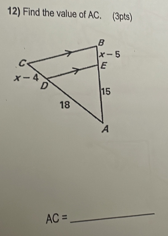 Find the value of AC. (3pts)
AC=
_